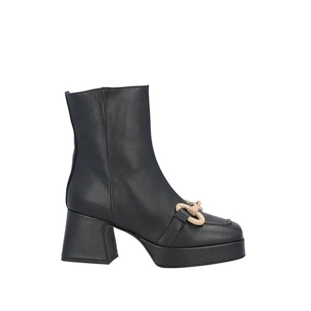 Nila & Nila Ankle Botts Black Soft Leather With Applique Size 10 New $393msrp